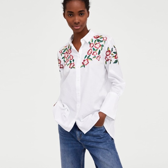 men's shirt with embroidered flowers